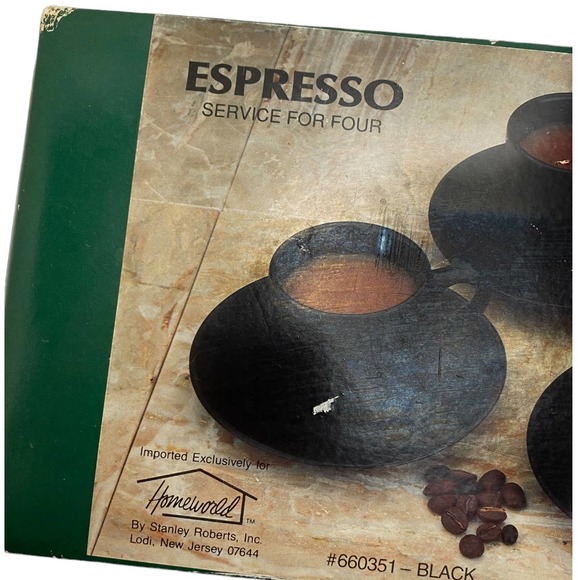 Espresso Cups & Saucers set of 4 Black - Picture 9 of 9